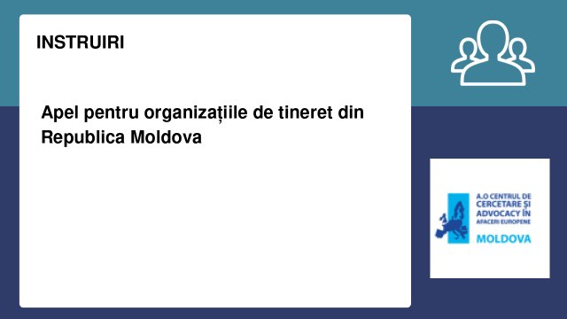 Apel pentru organizațiile de tineret din Republica Moldova
